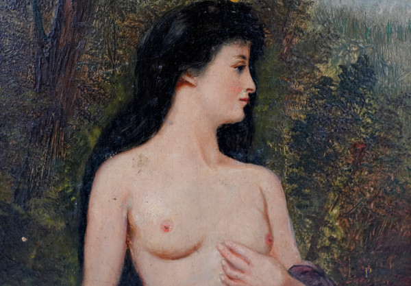 G. Bassi, Diana, 1903, olio su tavola, cm 27x21 entro cornice. Firmato e datato in basso a destra