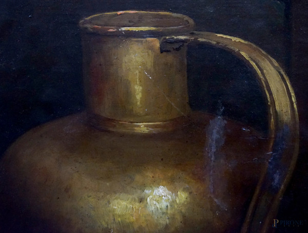 Natura morta con cacciagione, olio su tela applicata su cartone, XIX secolo, cm 82.5x100.5, entro...