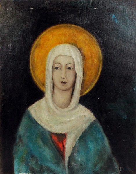 Madonna, olio su tela, cm.551x40, XX secolo.