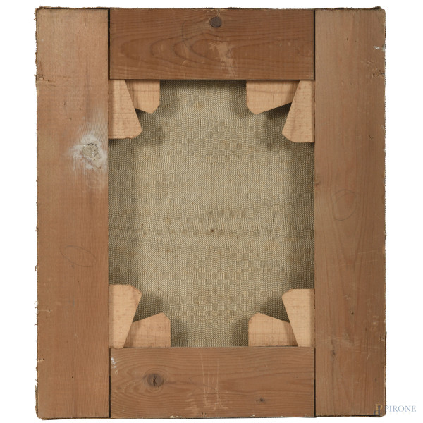 Veduta di valle con armenti, XX secolo, olio su tela, cm 41x35, siglato in basso a sinistra, (lie...