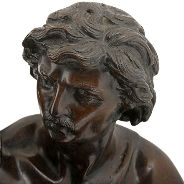 "Devoir", bronzo, firmato "Rancoulette", XIX secolo, cm 64x35x35