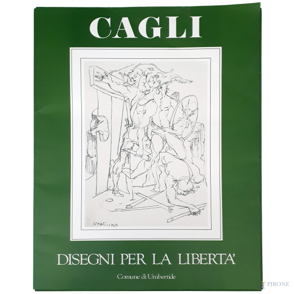 Corrado Cagli, Disegni per la Libertà, cartella contenente 18 stampe artistiche di disegni del Maestro più due fogli di appendice prodotta in serie limitata dal Comune di Umbertide nel 1987, i disegni raccolti per questa rassegna sono stati eseguiti tra il 1940 e il 1945, cm 55x40 entro cartella originale, in condizioni eccellenti