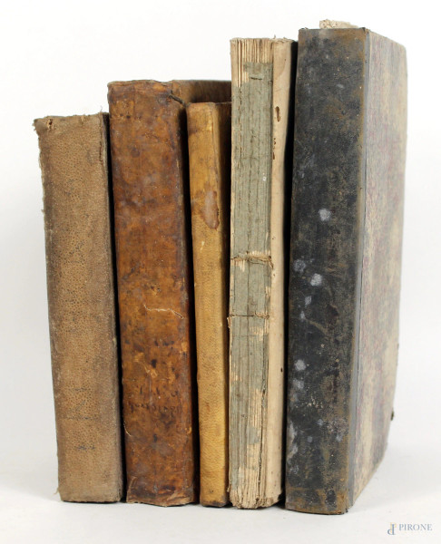 Lotto di cinque volumi del XVIII- XIX secolo