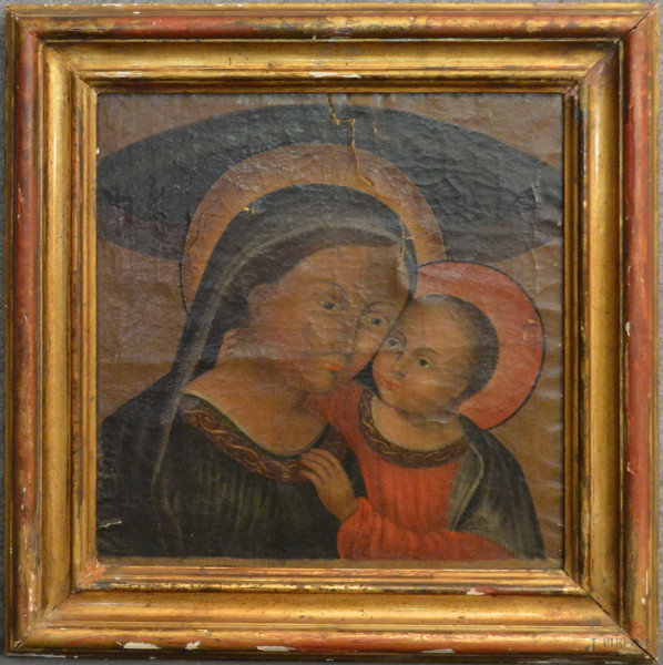 Madonna del buon consiglio, olio su tela 39x39 XVIII, sec. scuola marchigiana in conice