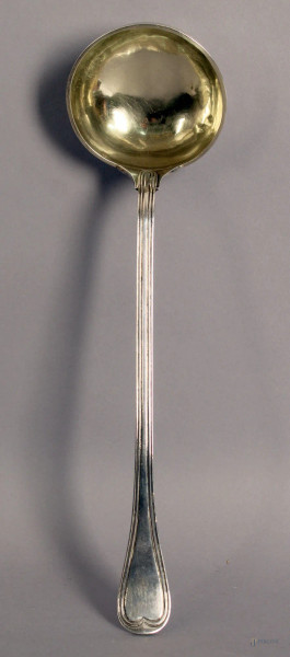 Mestolo in argento, bolli Roma XIX secolo, gr. 260.