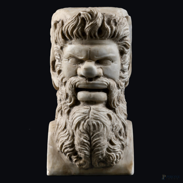 Giano bifronte, XIX-XX secolo, scultura in marmo, altezza cm 25