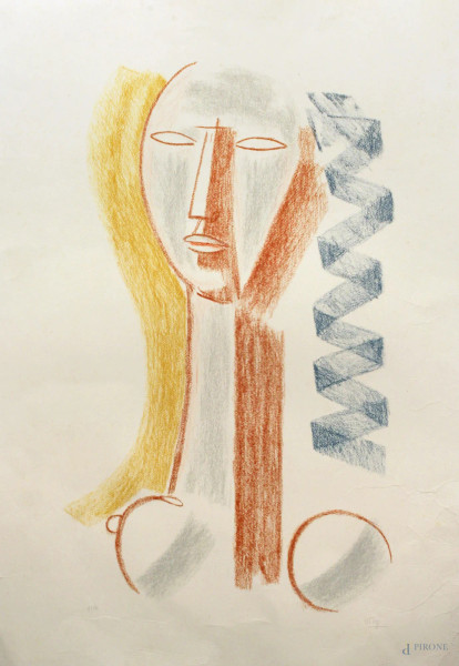 Mario Tozzi - Volto di donna,Litografia 50x70 cm, firmato a matita.