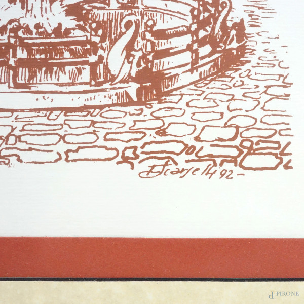 Castellammare di Stabia, serigrafia, es. 25/200, cm 32,5x46,5, firma in lastra "Scarselli", entro...
