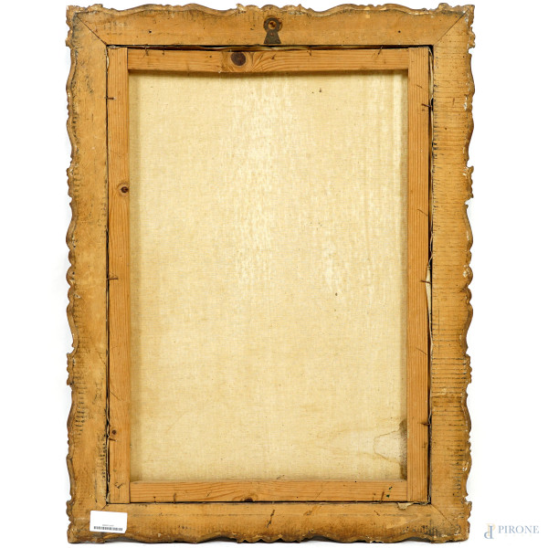 Acquaiola, XX secolo, olio su tela, cm 70x50, firmato in basso a sinistra, entro cornice, (difett...
