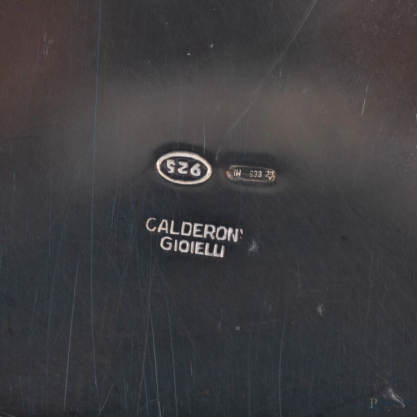 Centrotavola con coperchio in argento 925/000 e piatto da portata in argento 800/000, misure mass...