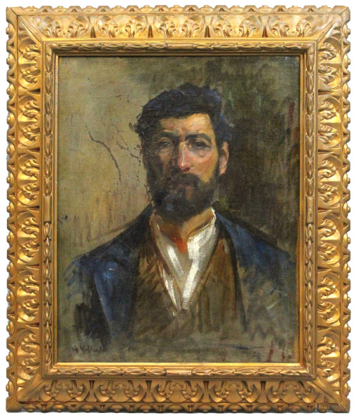 Giuseppe Maldarelli - Ritratto d'uomo, olio su tela, cm 63x50, entro cornice.