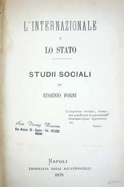 Lotto di due volumi di Eugenio Forni, XIX secolo, (difetti)