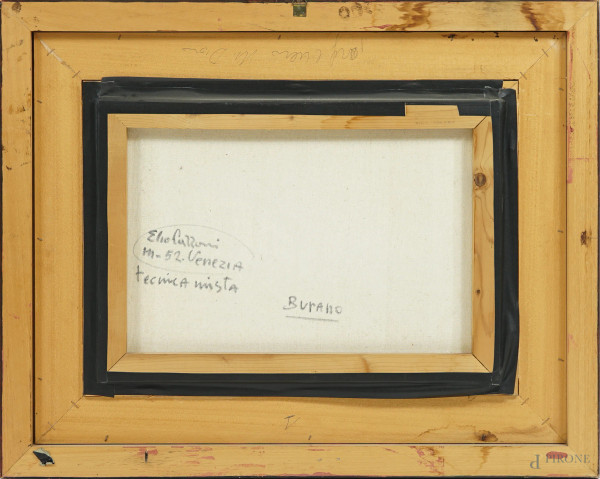 Burano, tecnica mista su tela, cm 35x50, firmato, entro cornice