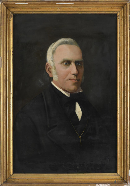 Salvatore Petruolo (Catanzaro, 1857 - Napoli, 1946), Ritratto virile, 76x49 entro cornice, firmato in basso a sinistra