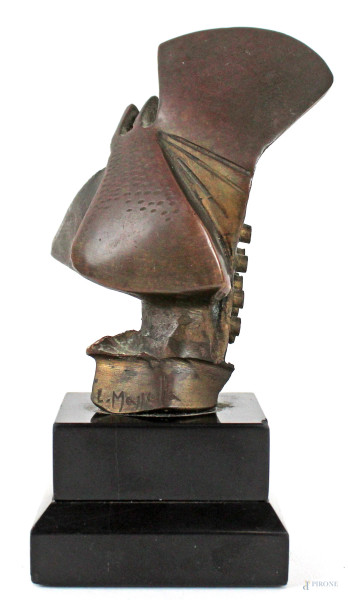 Luigi Mazzella - Astratto, scultura in bronzo, altezza cm. 10,5, base in marmo