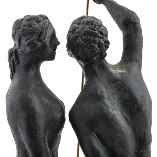 Aligi Sassu (1912-2000), Poseidone e Atena, scultura in bronzo, altezza cm 53, firmata al retro, ...