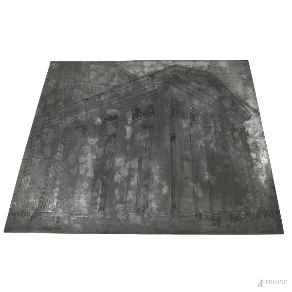 Pantheon, lastra calcografica, cm 50x56, firmata in basso a sinistra, (segni di usura). 