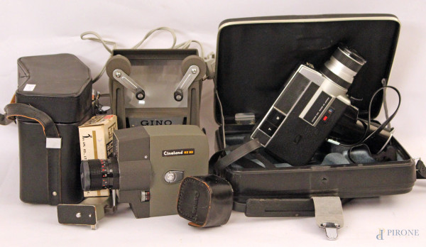 Lotto di una Cinepresa Canon e cinepresa Cineland con vari accessori