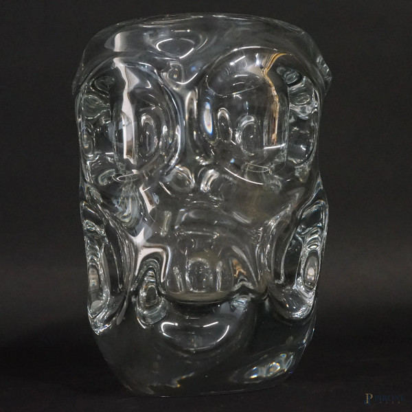 Vaso in cristallo, Art Vannes France, anni '50, cm h 18, marcato sotto la base, (graffi).