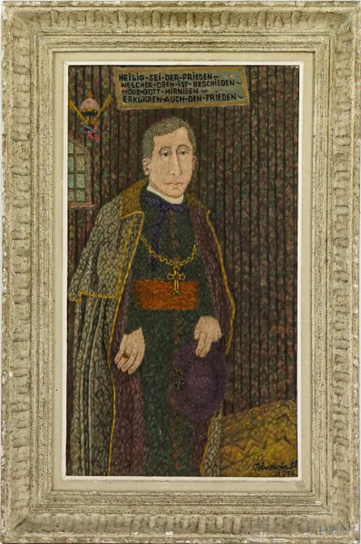 Charles Bludoir - Il Cardinal Bavarois, olio su tela, cm 60x35, entro cornice.