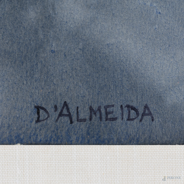 Jorge Dalmeida, Senza Titolo, tecnica mista su carta, cm 50x70, firmato in basso a destra, entro ...