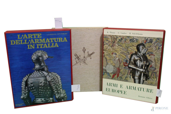 Lotto di tre libri sulle armi e armature, L'arte dell'armata in Italia, Arme bianche italiane, Armi e armature europee.