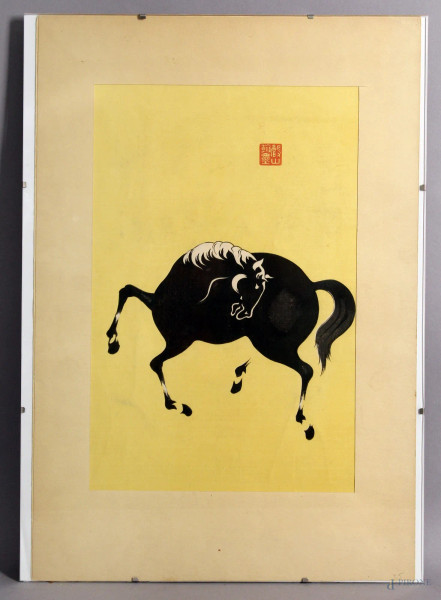 Eizan Kikukawa - Cavallo, stampa cm. 33x49.