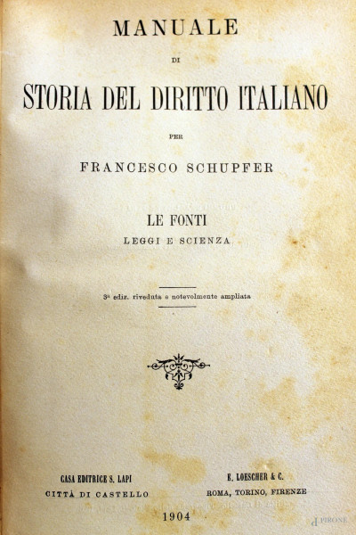 Storia del diritto italiano di Schupfer 1904.
