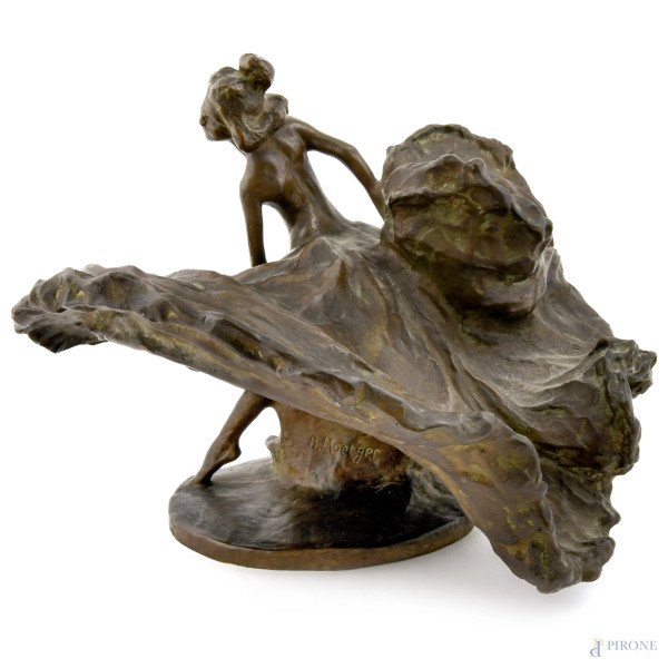 Bernard Hoetger (1874 – 1949), Ballerina di flamenco, scultura in bronzo, firmato al retro, cm 28...