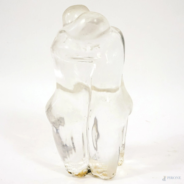 L'Abbraccio, scultura in plexiglass, cm h 38,5, (difetti)