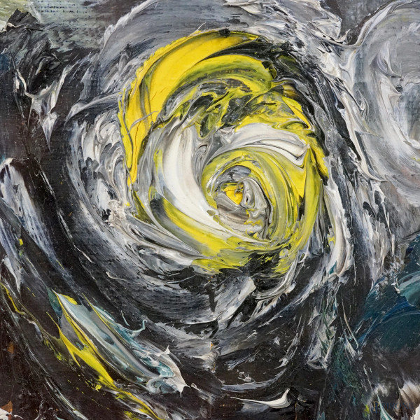 Fiori nel gelo, olio su tela, cm 30x40, entro cornice