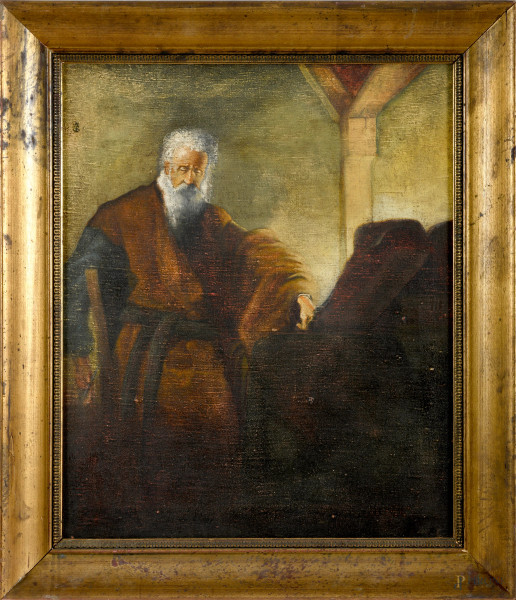 Profeta, olio su tela, XX secolo, cm 66,5x54,5 entro cornice