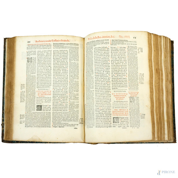 Corpus Iuris Civilis, Venezia, 1591. Quattro volumi: Pandectarum digestum vetus Iuris Civilis, to...