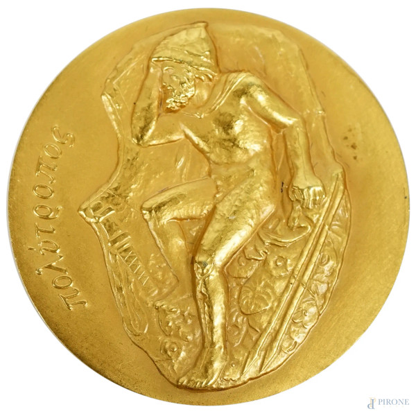 Medaglia in oro commemorativa della Banca Commerciale Italiana, diametro cm 3,4, peso gr. 23,8