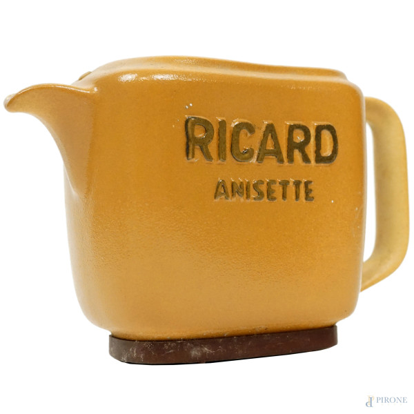 Versatoio Ricard Anisette, anni '50-'60, in ceramica smaltata, cm h 14,5x22x9.