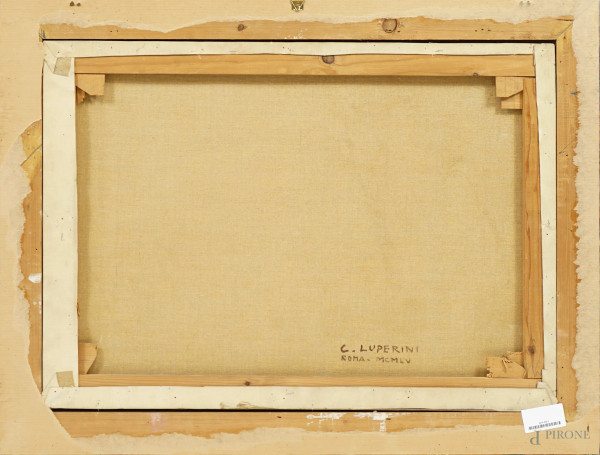 C. Luperini, Passeggiata galante, olio su tela, cm 50x70, firmato e datato, entro cornice