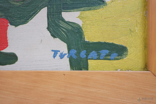 Reticolo, olio su tela, 1956 ca., cm 32.5x44.6, firma in basso a destra "Turcato". Al verso numer...