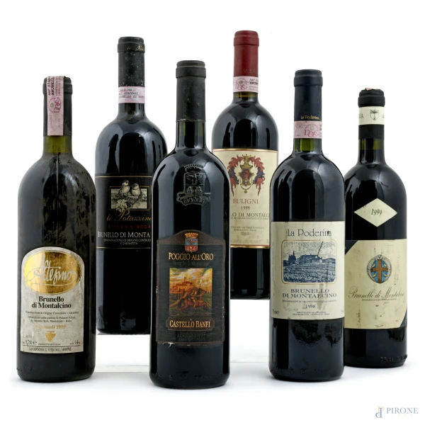Lotto di sei bottiglie di Brunello di Montalcino DOCG