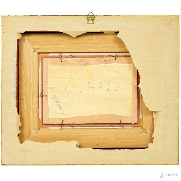 Carlo Antoci (XX secolo), Paesaggio, olio su compensato, cm 13x18,5, entro cornice