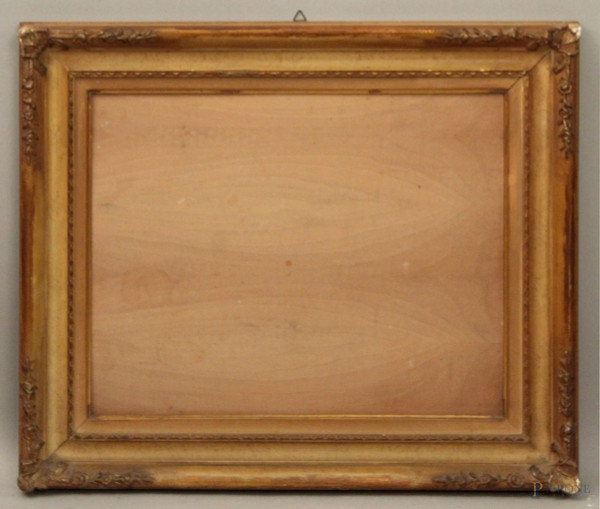 Cornice in legno intagliato, laccato e dorato, misura luce 40x50 cm