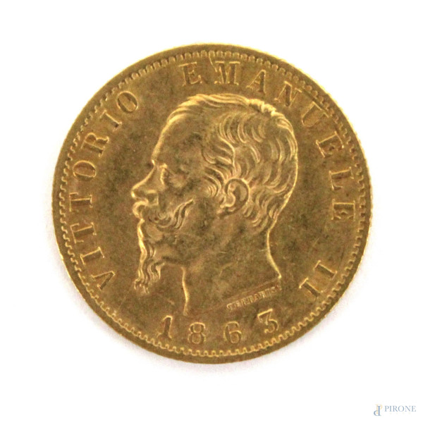 Regno d&#39;Italia, lire 20 in oro, Vittorio Emanuele II