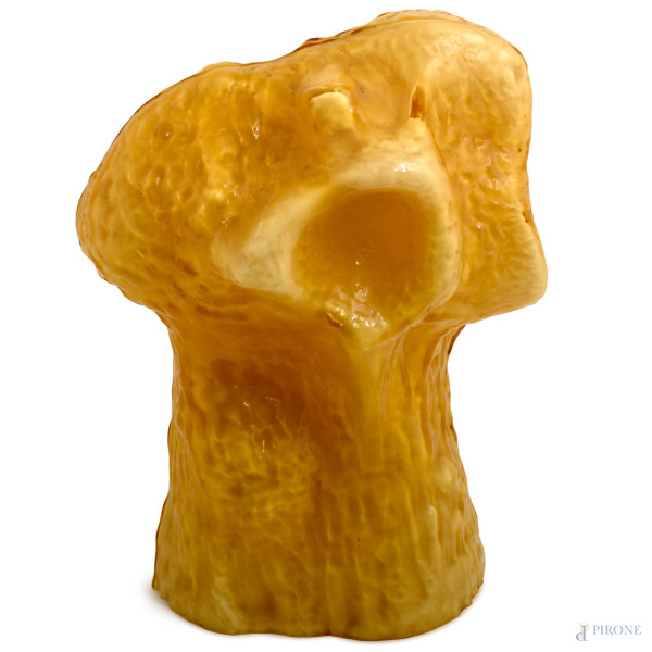 Carlo Nason (Murano, 1935), Lampada da tavolo mod. Osso prod. AV Mazzega, 1970 in vetro di Murano lattimo, cm 45x30x28, (da revisionare)