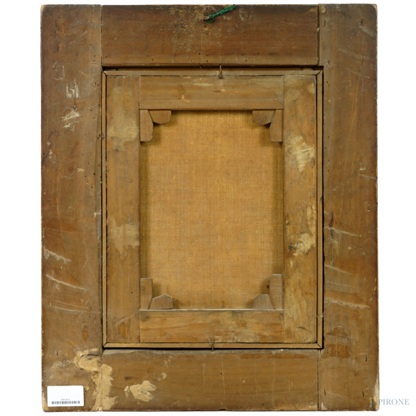 Pittore della fine del XVIII secolo, Volto Santo - Mandylion, olio su tela, cm 41,8x33, entro cor...