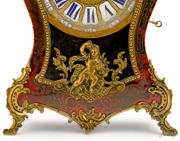 Pendola in stile Boulle, XX secolo, cm 75,5x31x13,4, (difetti, da revisionare)