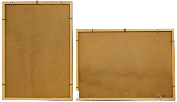Senza titolo, lotto di due litografie di autori diversi, cm 70x50, firmate, entro cornici