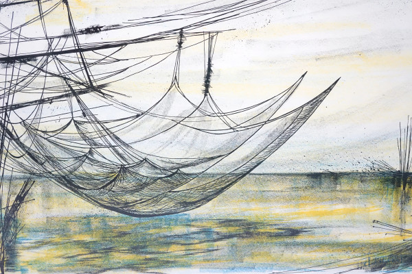 Lotto di due multipli su carta, autori diversi, misure max cm 48,5x69,5, entro cornici