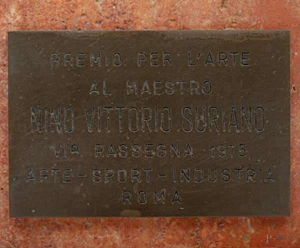 Scultura in bronzo raffigurante Ebe, piedistallo in marmo, XX secolo, altezza cm 23