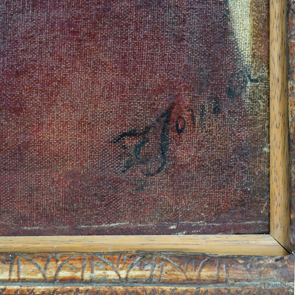 Ritratto di fanciulla, olio su tela, firmato in basso a destra, cm 48,5x38,5, entro cornice