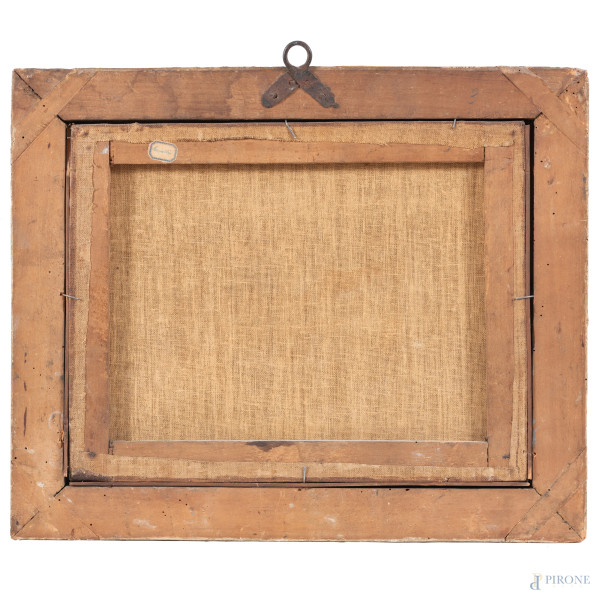 Lotto composto da quattro dipinti raffiguranti città fortificate, XVII secolo, olio su tela, misu...