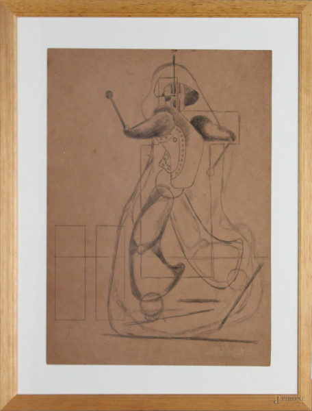 Astratto, studio futurista, disegno a matita su carta, cm 27 x 21.